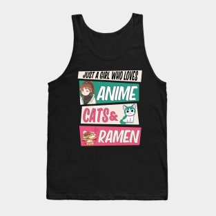 Just A Girl Who Loves Anime Cats and Ramen Japan Anime Tank Top